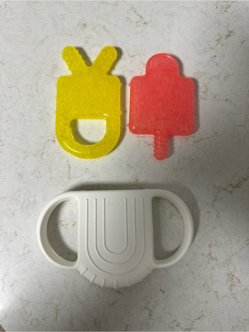 Frida Teether Set with Yellow & Pink Cool Gel Inserts